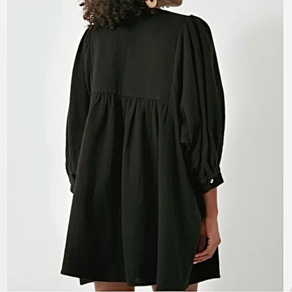 Pomander Place Black Gauze Millie Dress Womens Sz Small 100% Cotton - Picture 3 of 13